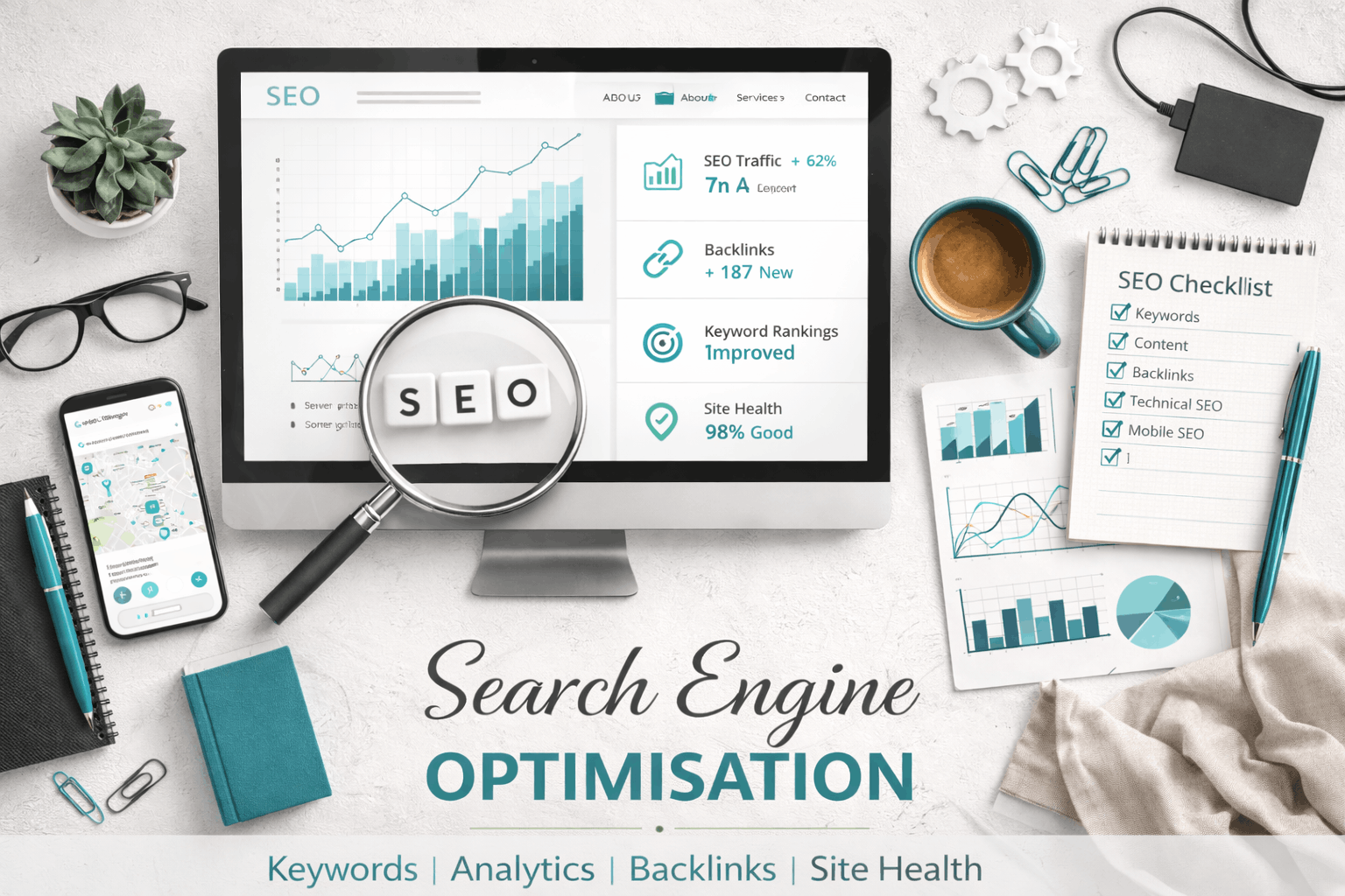 Services seo tools and insights flat lay (1)